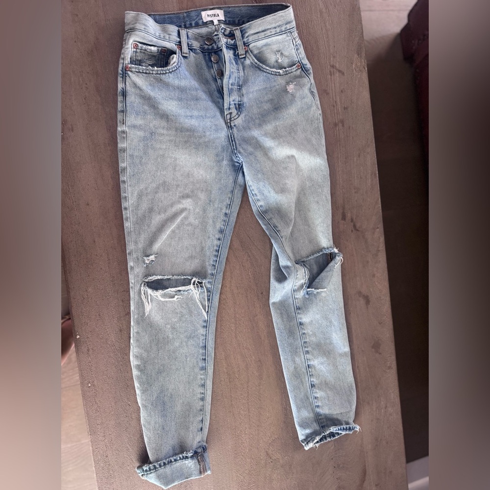 pistola Light Blue Distressed High-Rise Jeans